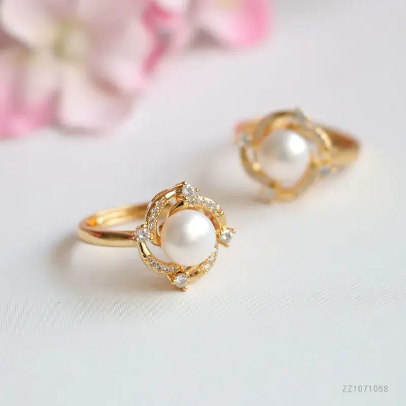 Juanyu Freshwater Pearl Ring Small Swirl Full Diamond — feature 7