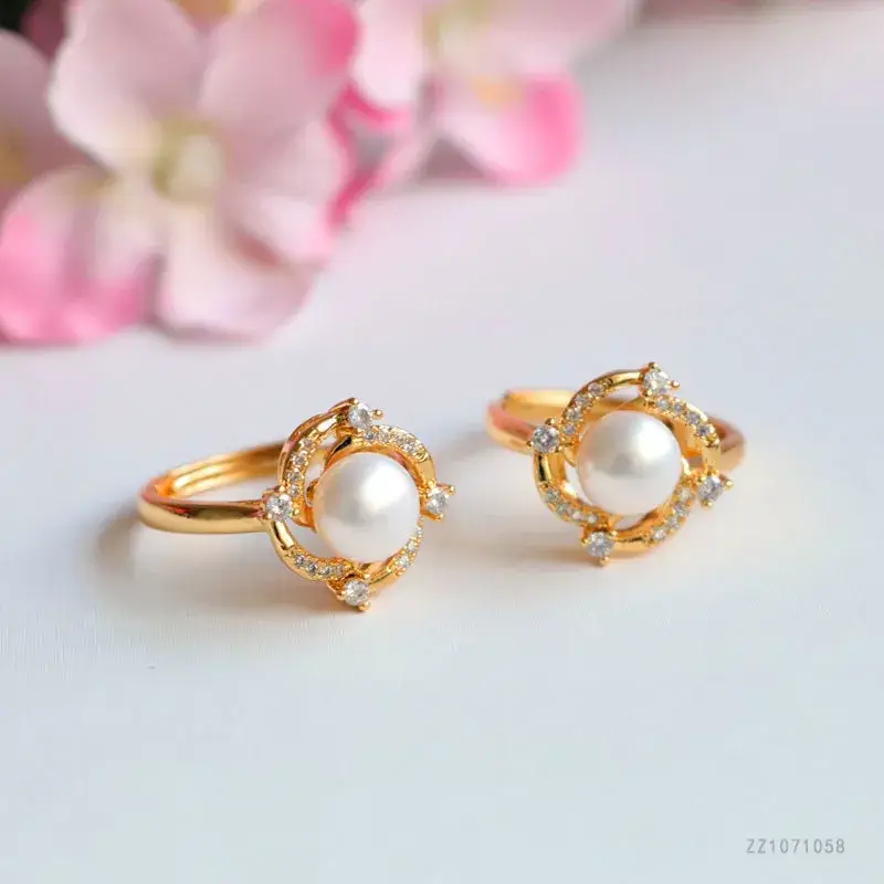 Juanyu Freshwater Pearl Ring Small Swirl Full Diamond — feature 8