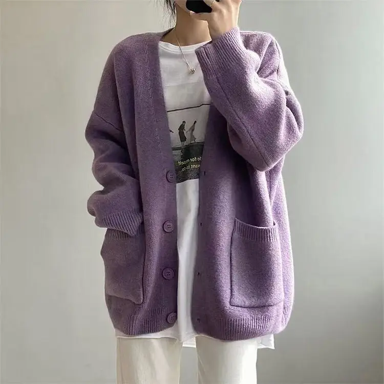 Girls Pink Knit Cardigan Long Sleeve School Outfit - Image 3