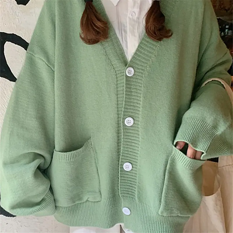 Girls Pink Knit Cardigan Long Sleeve School Outfit - Image 6