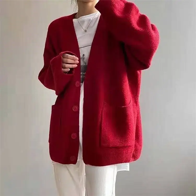 Girls Pink Knit Cardigan Long Sleeve School Outfit - Image 8