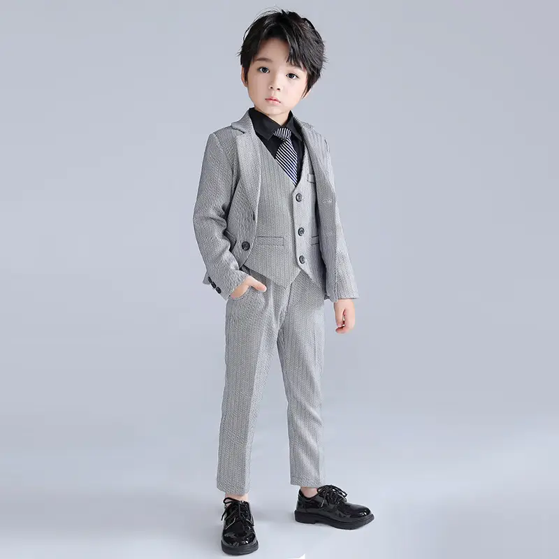Autumn New Kids Striped Suit Set Boys Girls Wedding Host One Piece