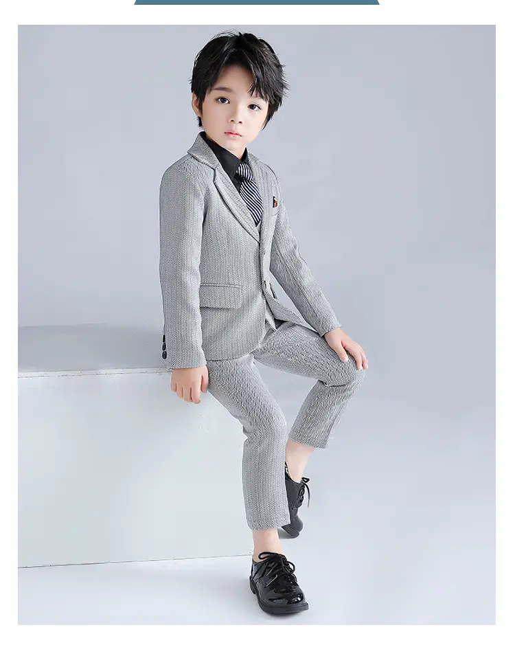 Autumn New Kids Striped Suit Set Boys Girls Wedding Host One Piece — feature 11