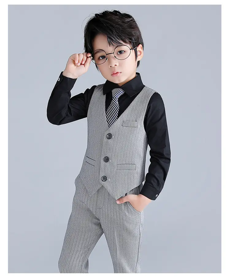 Autumn New Kids Striped Suit Set Boys Girls Wedding Host One Piece — feature 15