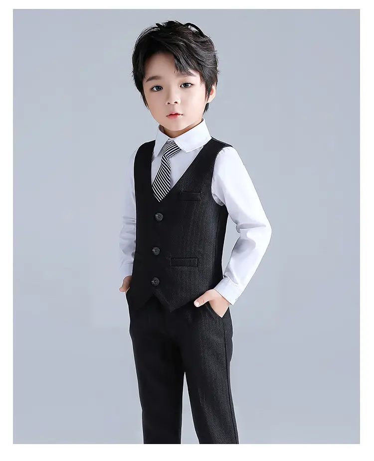 Autumn New Kids Striped Suit Set Boys Girls Wedding Host One Piece — feature 17