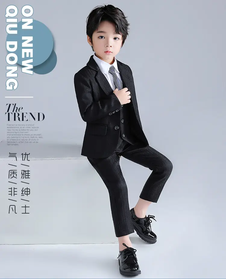Autumn New Kids Striped Suit Set Boys Girls Wedding Host One Piece — feature 2