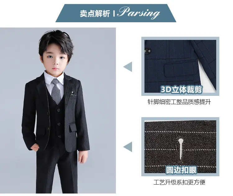 Autumn New Kids Striped Suit Set Boys Girls Wedding Host One Piece — feature 4
