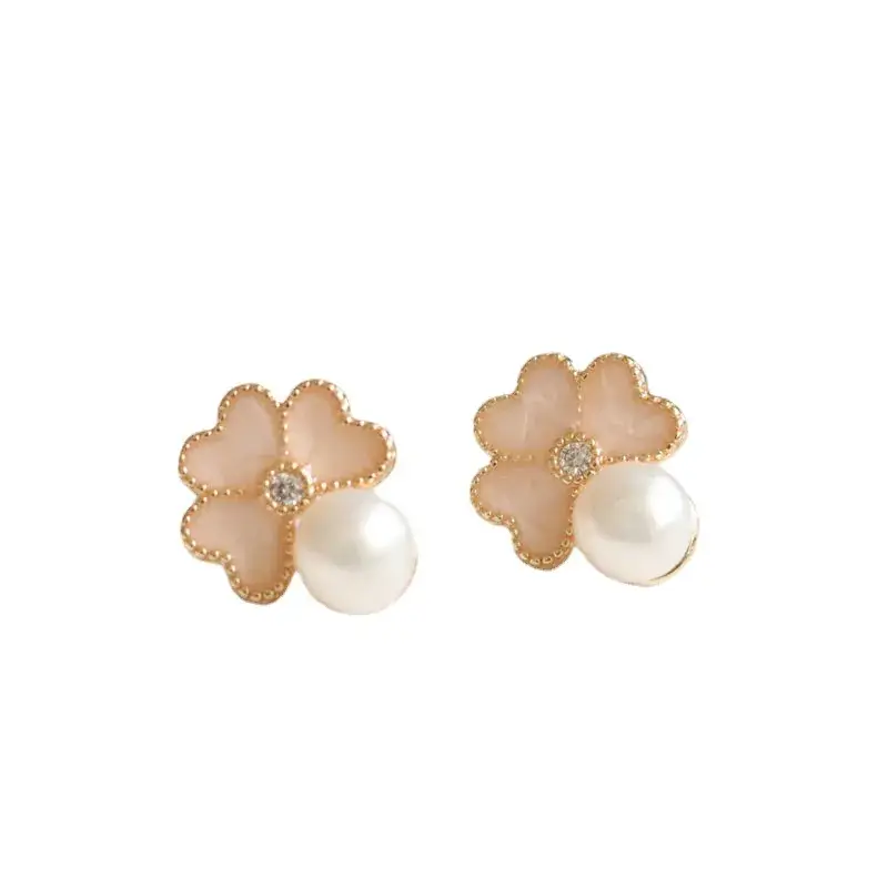 Juanyu Heart Clover Pearl Earrings S925 Silver