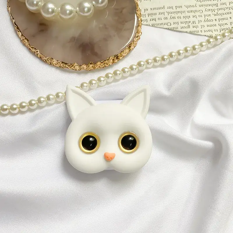 3D White cat head flip mirror bracket-Gold