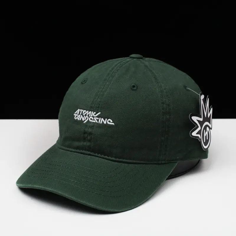 Japanese Embroidered Pure Cotton Baseball Cap Green - Image 2