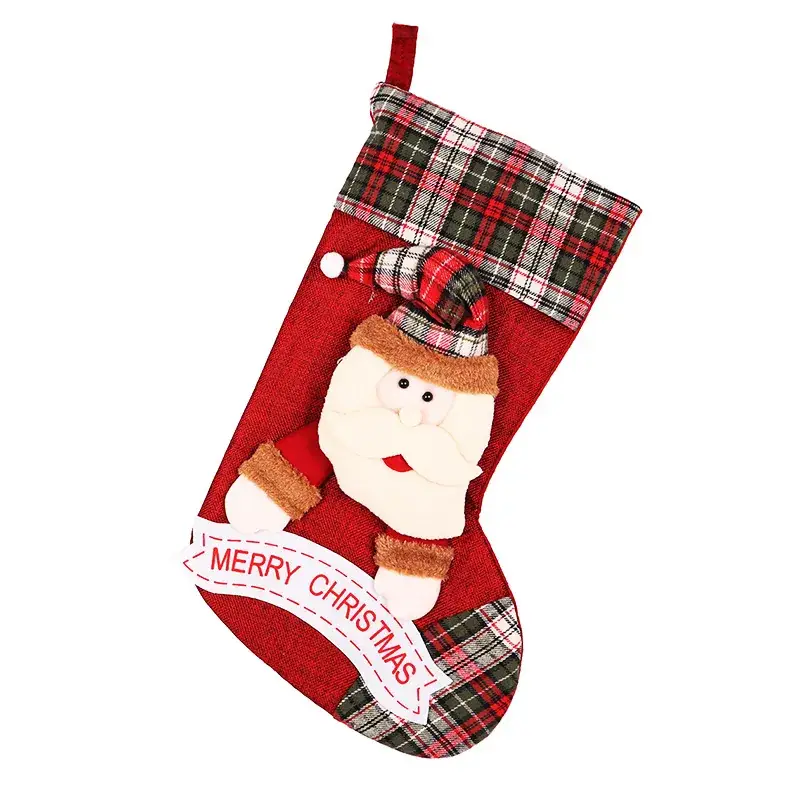 Christmas Stockings with Snowman Design Red Plaid - Image 5
