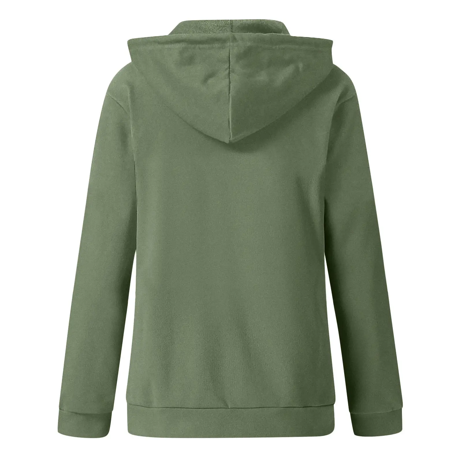 Green Zipper Hoodie Sweatshirt Women Long Sleeve Drawstring — feature 12