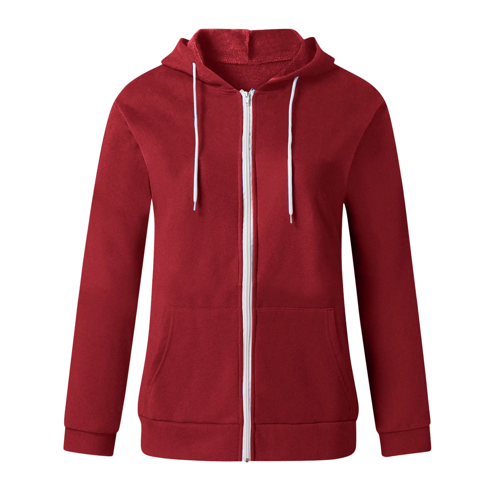 Green Zipper Hoodie Sweatshirt Women Long Sleeve Drawstring — feature 16