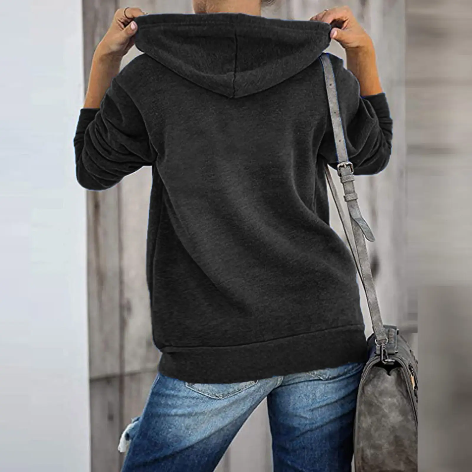 Green Zipper Hoodie Sweatshirt Women Long Sleeve Drawstring — feature 21