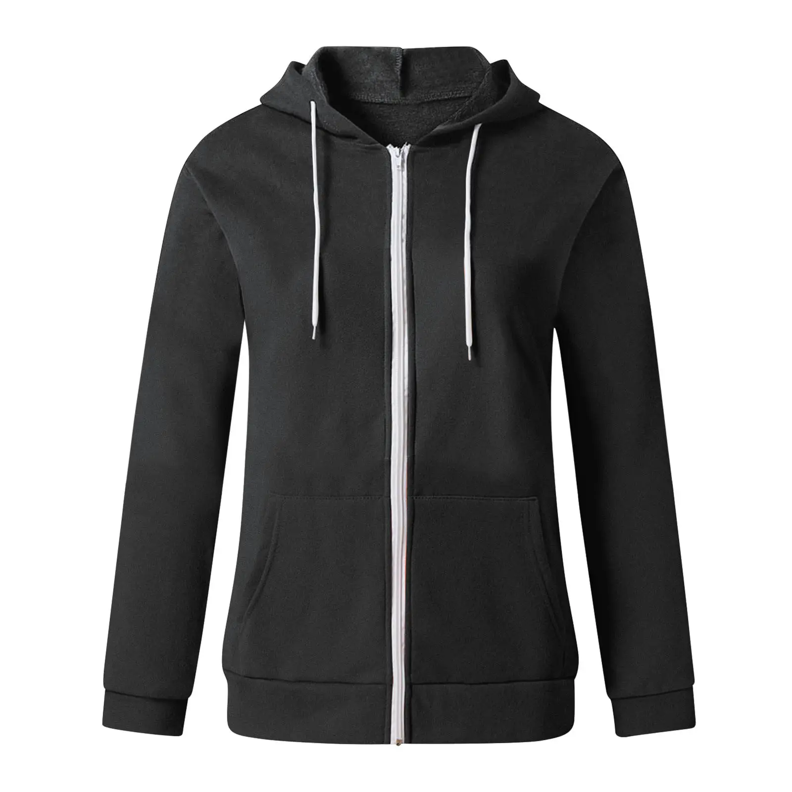 Green Zipper Hoodie Sweatshirt Women Long Sleeve Drawstring — feature 22