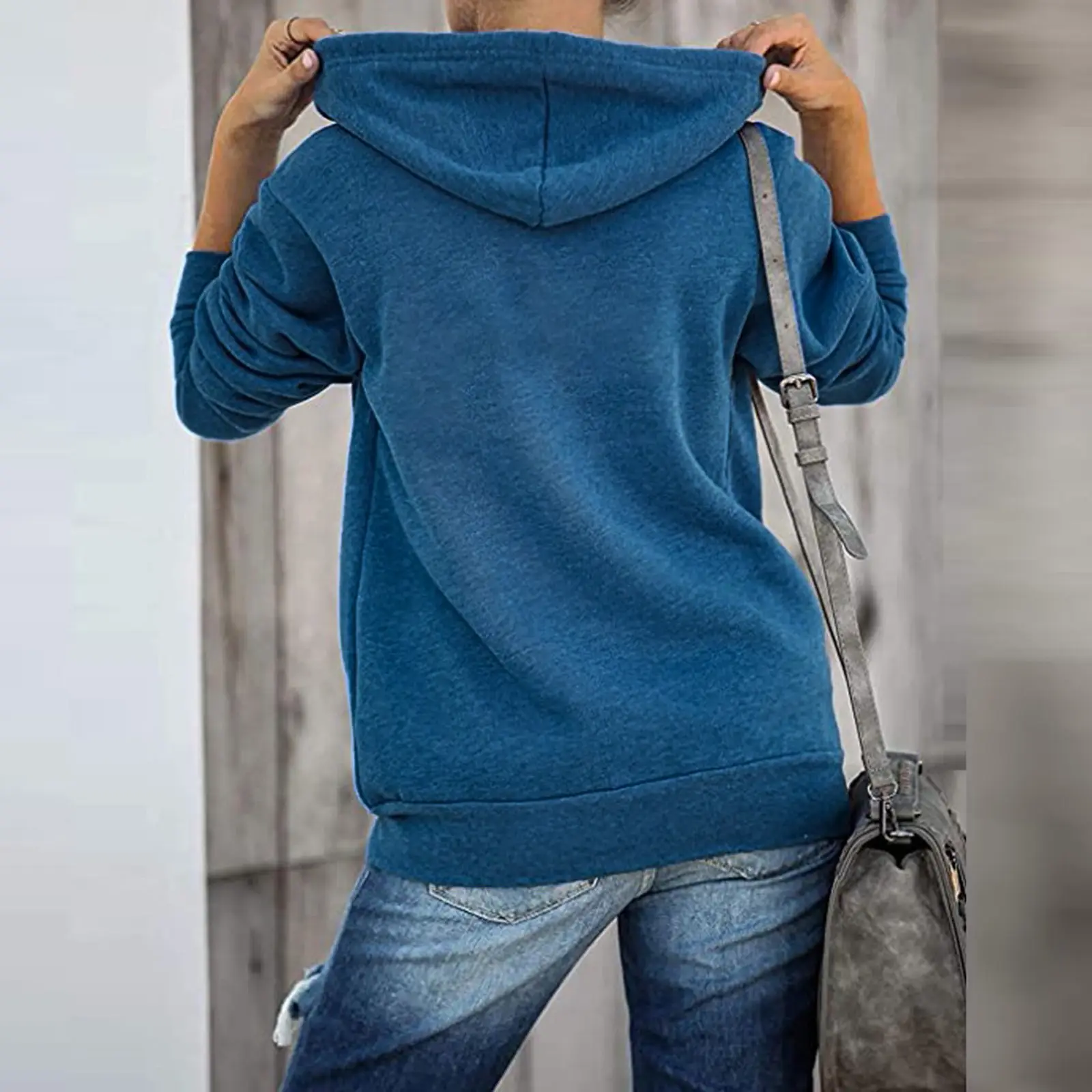 Green Zipper Hoodie Sweatshirt Women Long Sleeve Drawstring — feature 26