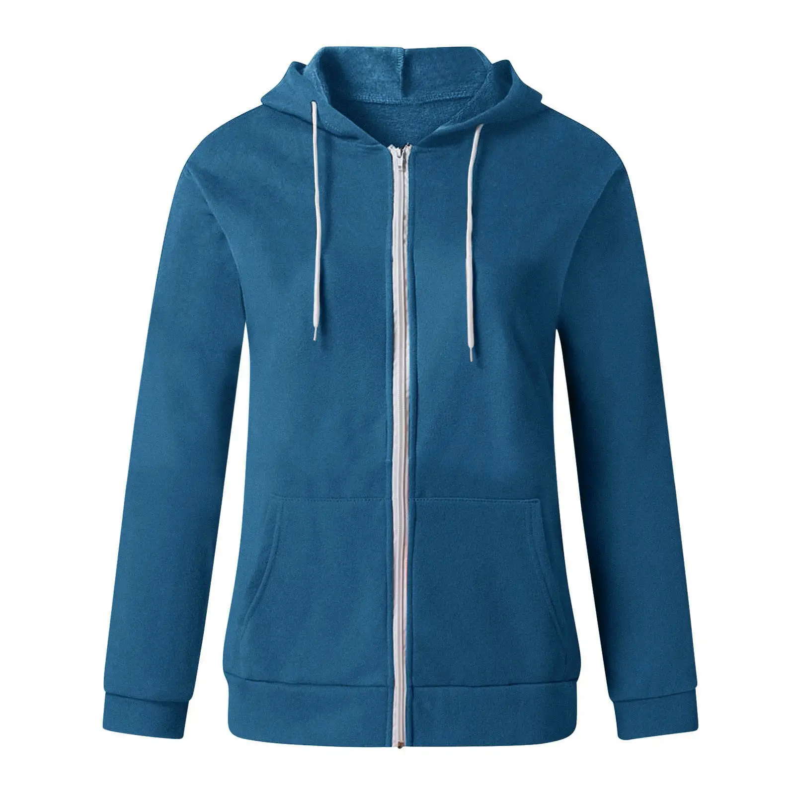 Green Zipper Hoodie Sweatshirt Women Long Sleeve Drawstring — feature 27