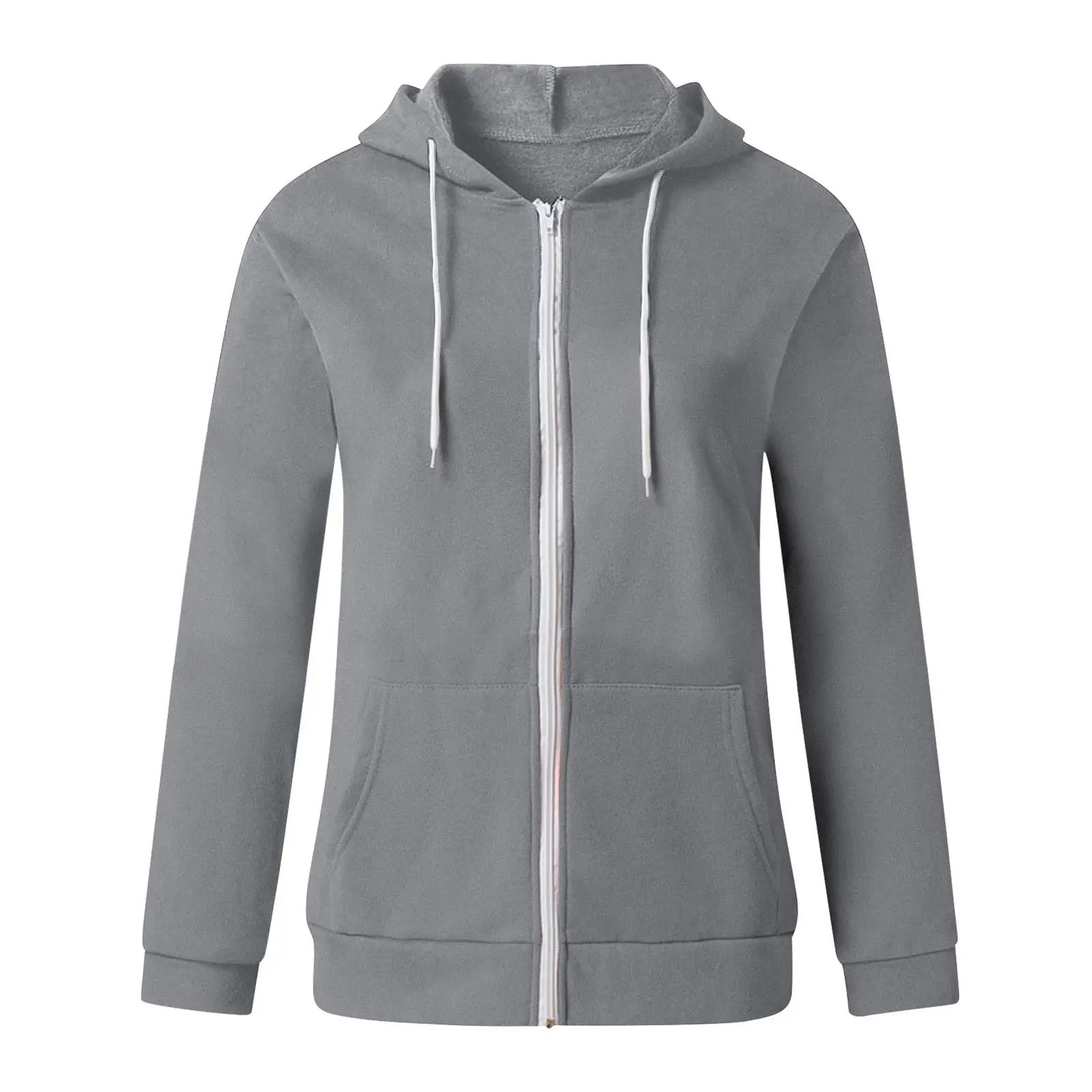 Green Zipper Hoodie Sweatshirt Women Long Sleeve Drawstring — feature 32