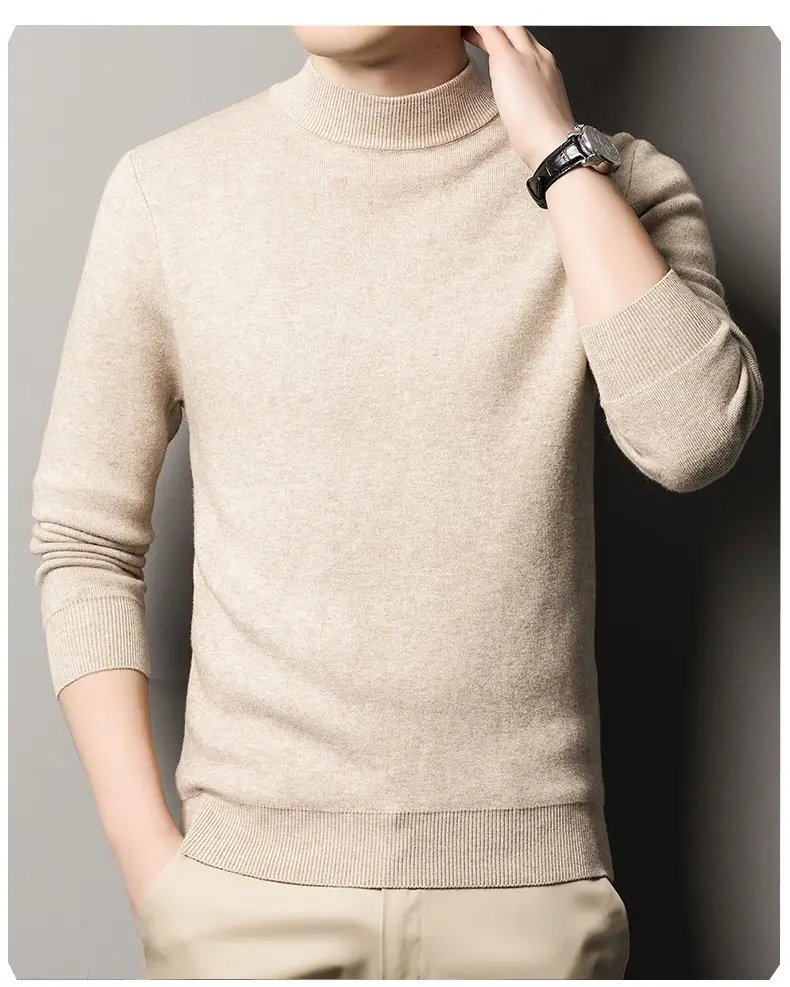 Men's Grey Knitted Sweater with 3/4 Sleeve — feature 26