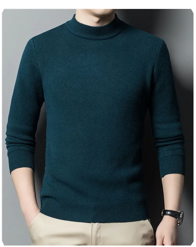 Men's Grey Knitted Sweater with 3/4 Sleeve — feature 27