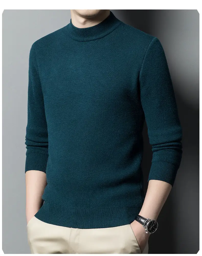 Men's Grey Knitted Sweater with 3/4 Sleeve — feature 28