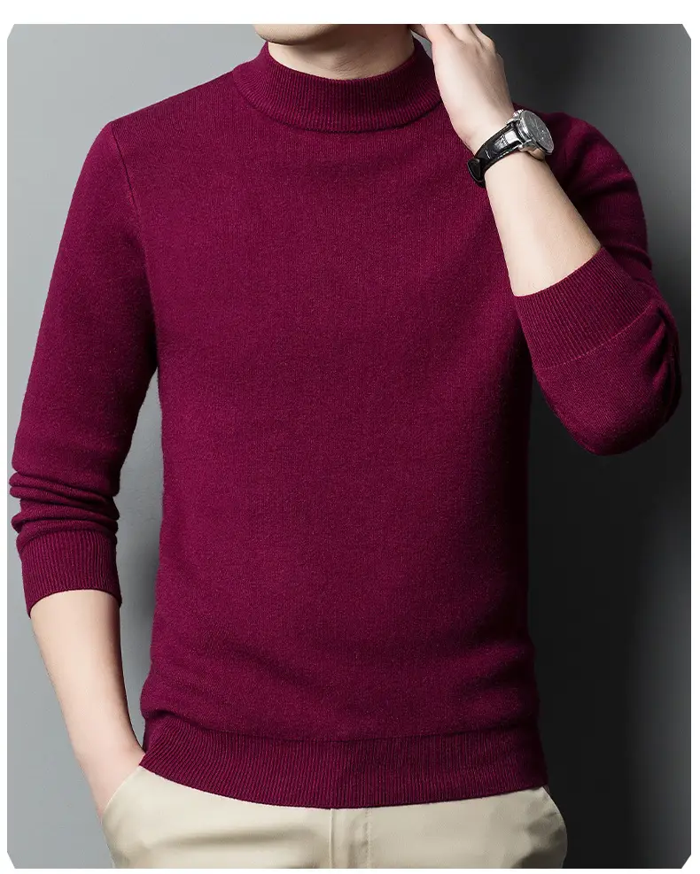 Men's Grey Knitted Sweater with 3/4 Sleeve — feature 29