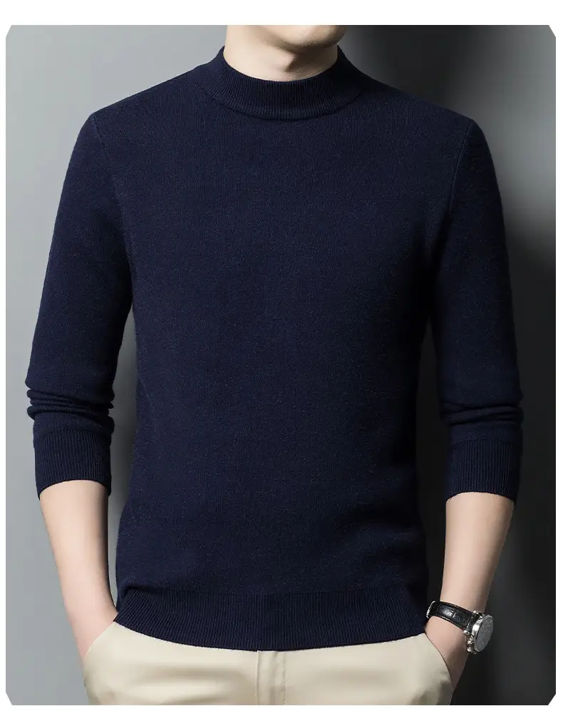 Men's Grey Knitted Sweater with 3/4 Sleeve — feature 31