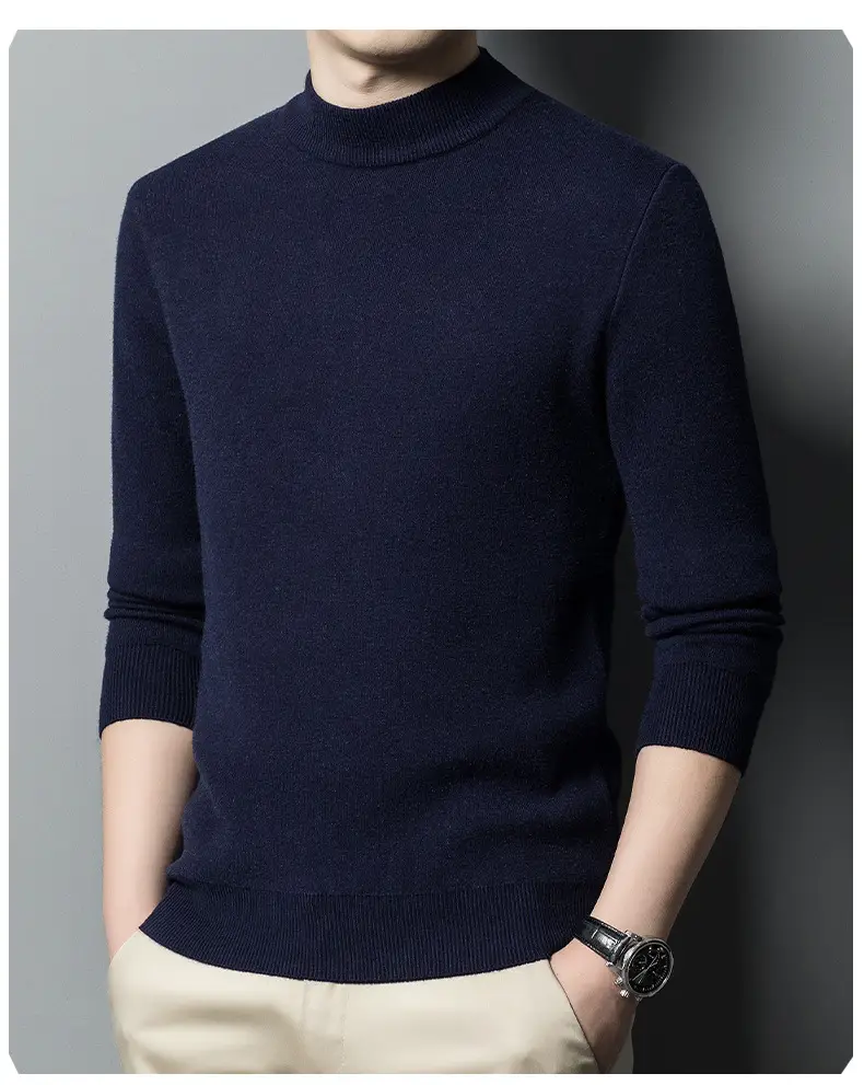 Men's Grey Knitted Sweater with 3/4 Sleeve — feature 32