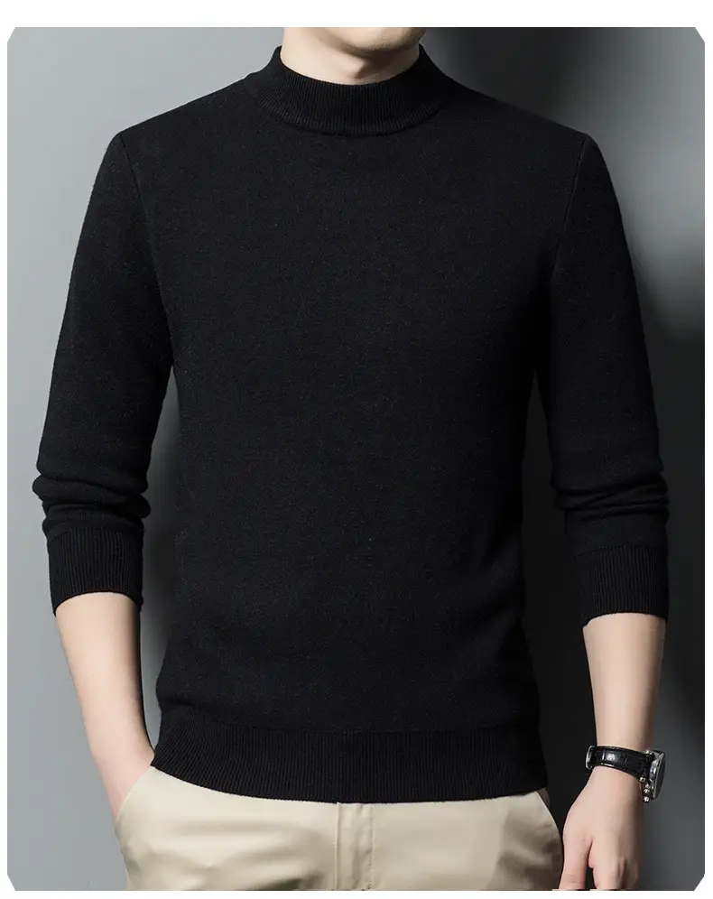Men's Grey Knitted Sweater with 3/4 Sleeve — feature 33