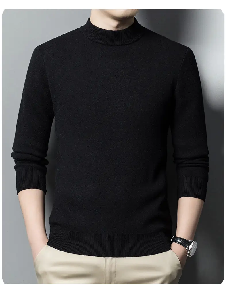 Men's Grey Knitted Sweater with 3/4 Sleeve — feature 34
