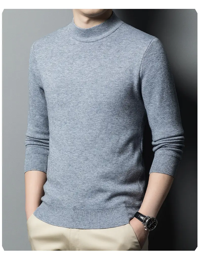 Men's Grey Knitted Sweater with 3/4 Sleeve — feature 36