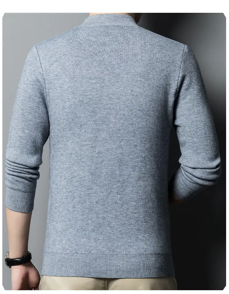 Men's Grey Knitted Sweater with 3/4 Sleeve — feature 37