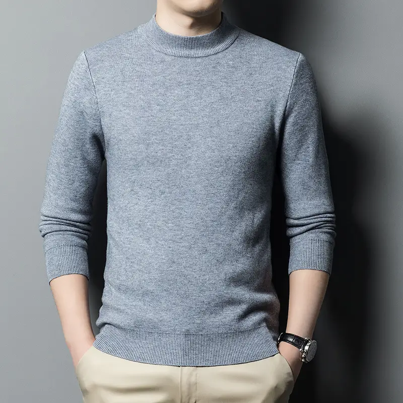 Men's Grey Knitted Sweater with 3/4 Sleeve - Image 2