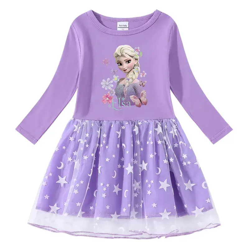 Pink Princess Dress for Girls with Star Moon Design