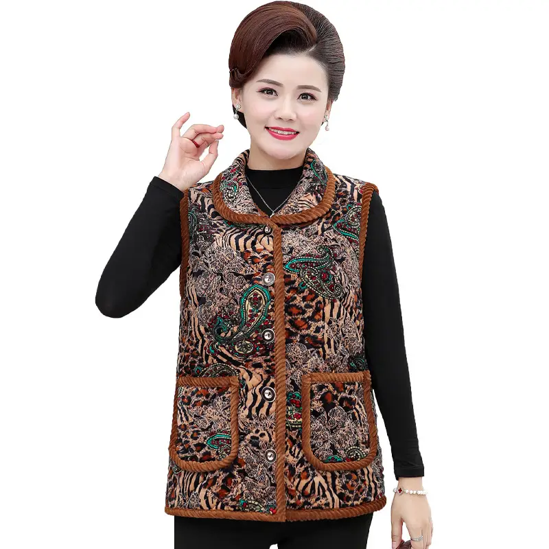 Middle-aged Women Velvet Lapel Vest Winter Warmth - Image 12