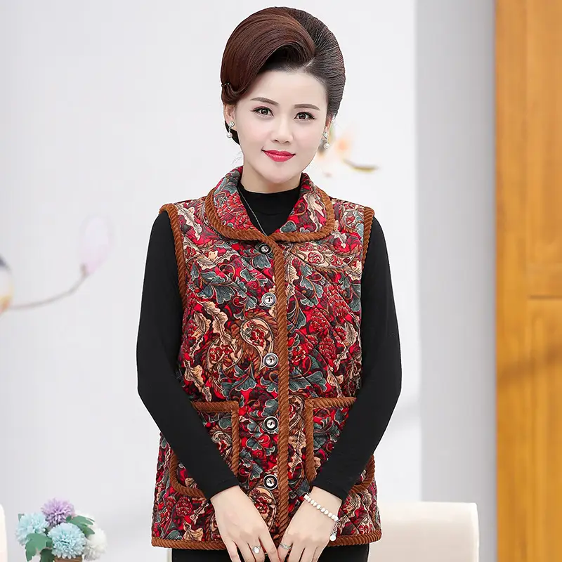 Middle-aged Women Velvet Lapel Vest Winter Warmth - Image 2