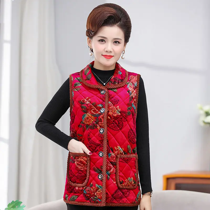 Middle-aged Women Velvet Lapel Vest Winter Warmth - Image 5