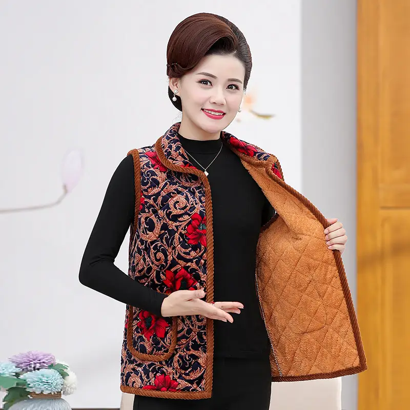 Middle-aged Women Velvet Lapel Vest Winter Warmth - Image 6