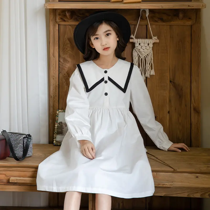Black Korean Style Long Sleeve Dress for Girls - Image 2