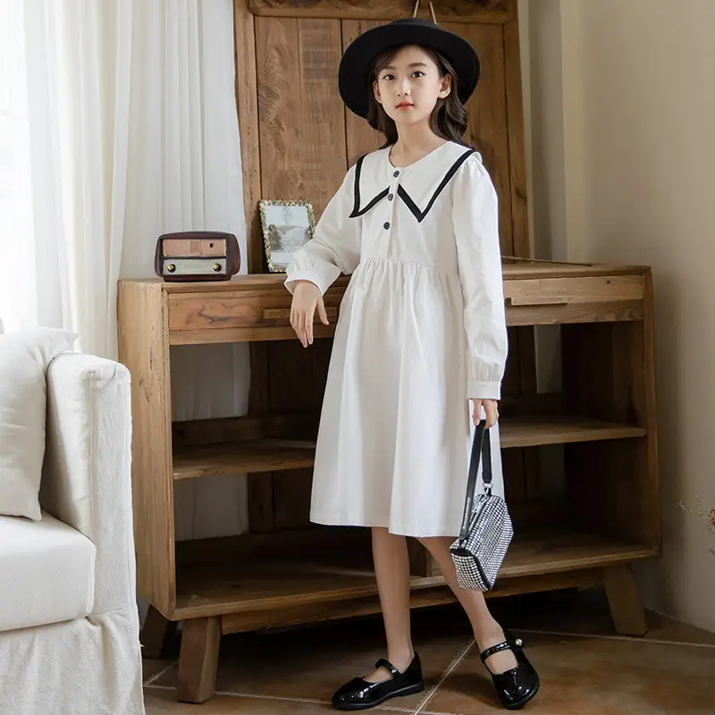 Black Korean Style Long Sleeve Dress for Girls - Image 4
