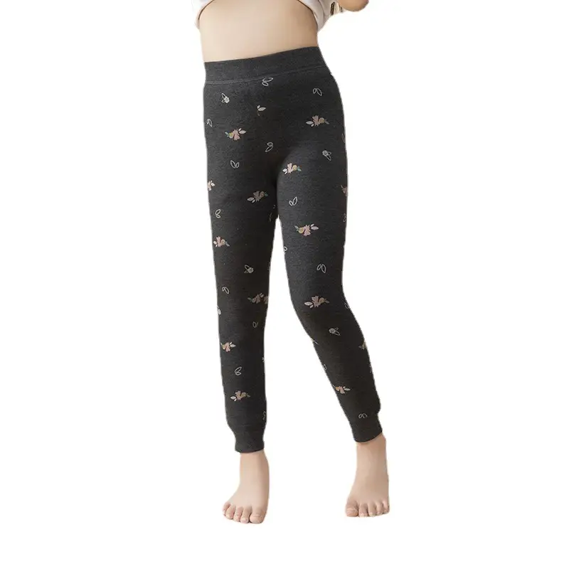 Thickened Thermal Pants for Boys Girls Black Patterned