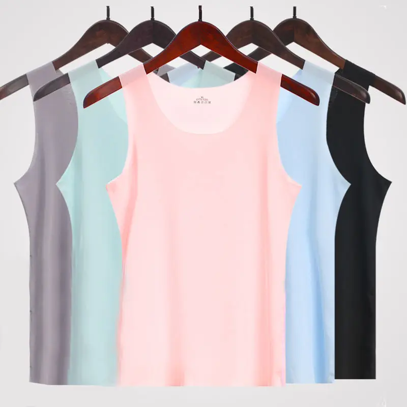 Women's Seamless Ice Silk Tank Top, Summer Thin Camisole, Sleeveless Versatile Top, Trendy and Breathable