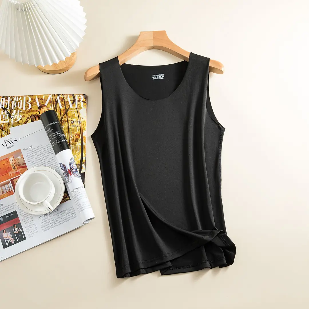 Women's Seamless Ice Silk Tank Top, Summer Thin Camisole, Sleeveless Versatile Top, Trendy and Breathable