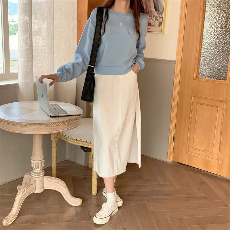 White Long Sleeve Korean Style Women's Sweater — feature 16