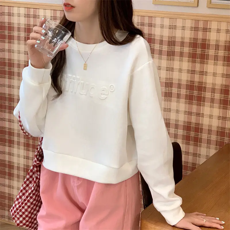 White Long Sleeve Korean Style Women's Sweater — feature 33
