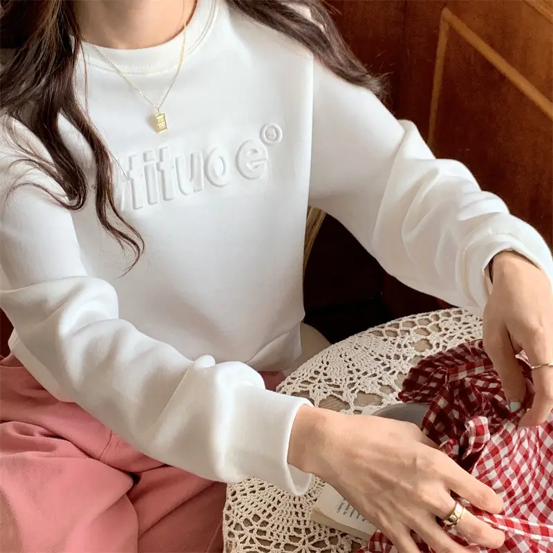 White Long Sleeve Korean Style Women's Sweater — feature 36