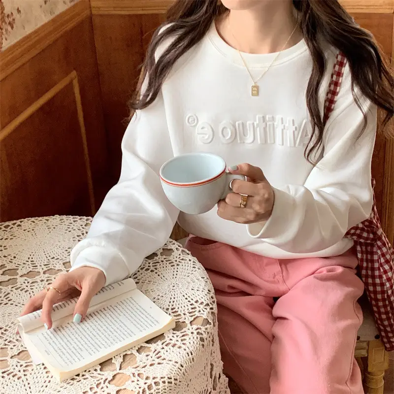 White Long Sleeve Korean Style Women's Sweater — feature 37