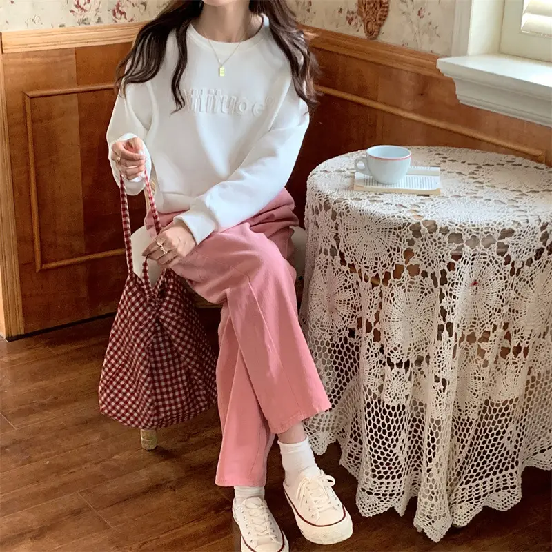 White Long Sleeve Korean Style Women's Sweater — feature 38