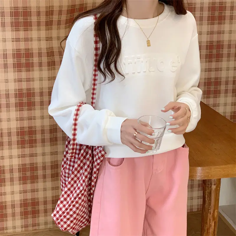 White Long Sleeve Korean Style Women's Sweater — feature 40