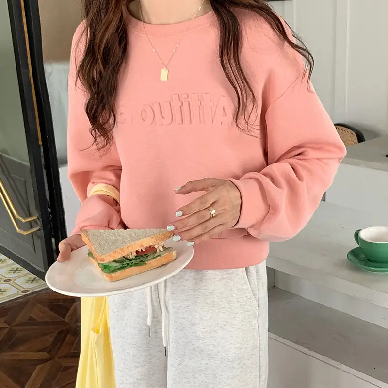 White Long Sleeve Korean Style Women's Sweater - Image 2